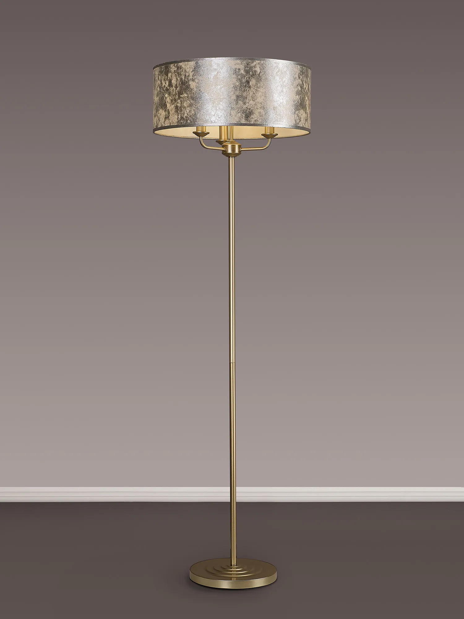 Banyan 45cm 3 Light Floor Lamp Champagne Gold; Silver Leaf DK1006  Deco Banyan CG SL